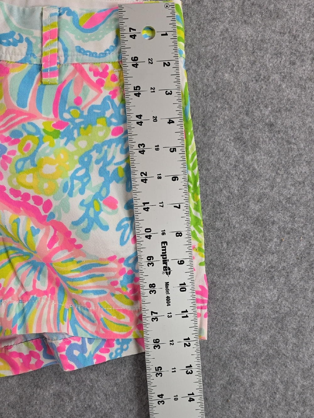 Lilly Pulitzer Coral Pink & Aqua Printed Cotton Shorts Callahan Sz 6 Floral - Picture 6 of 7